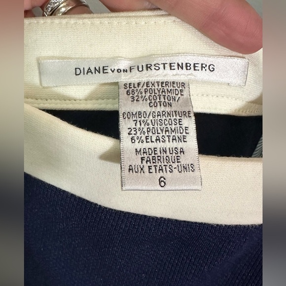 DIANE von FURSTENBERG New Domina Navy and Ivory Sheath Dress Size 6 - Picture 4 of 11